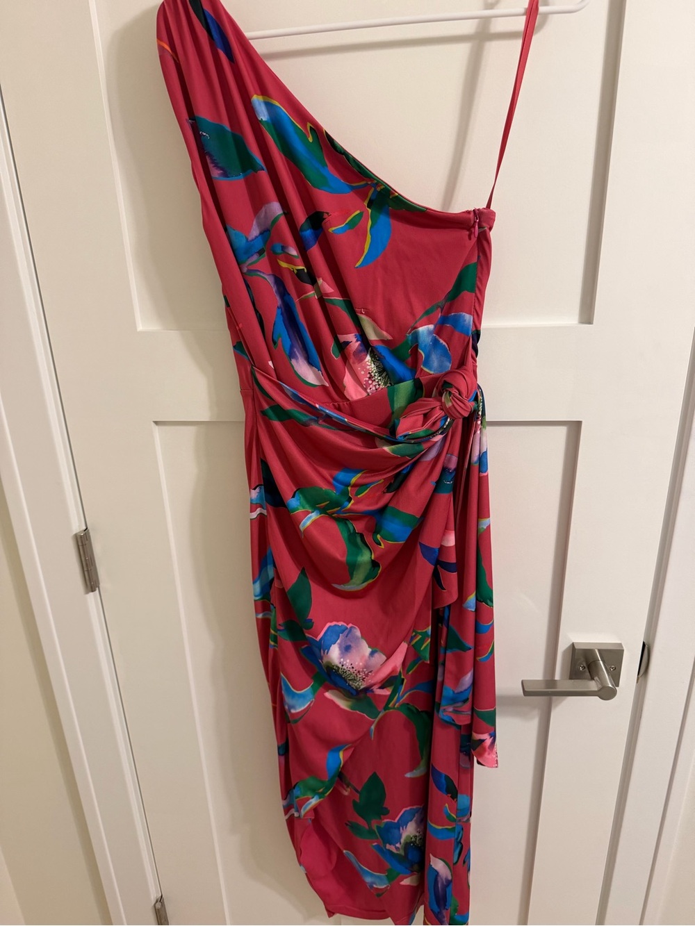 Floral Tie-Waist Red Wrap Dress